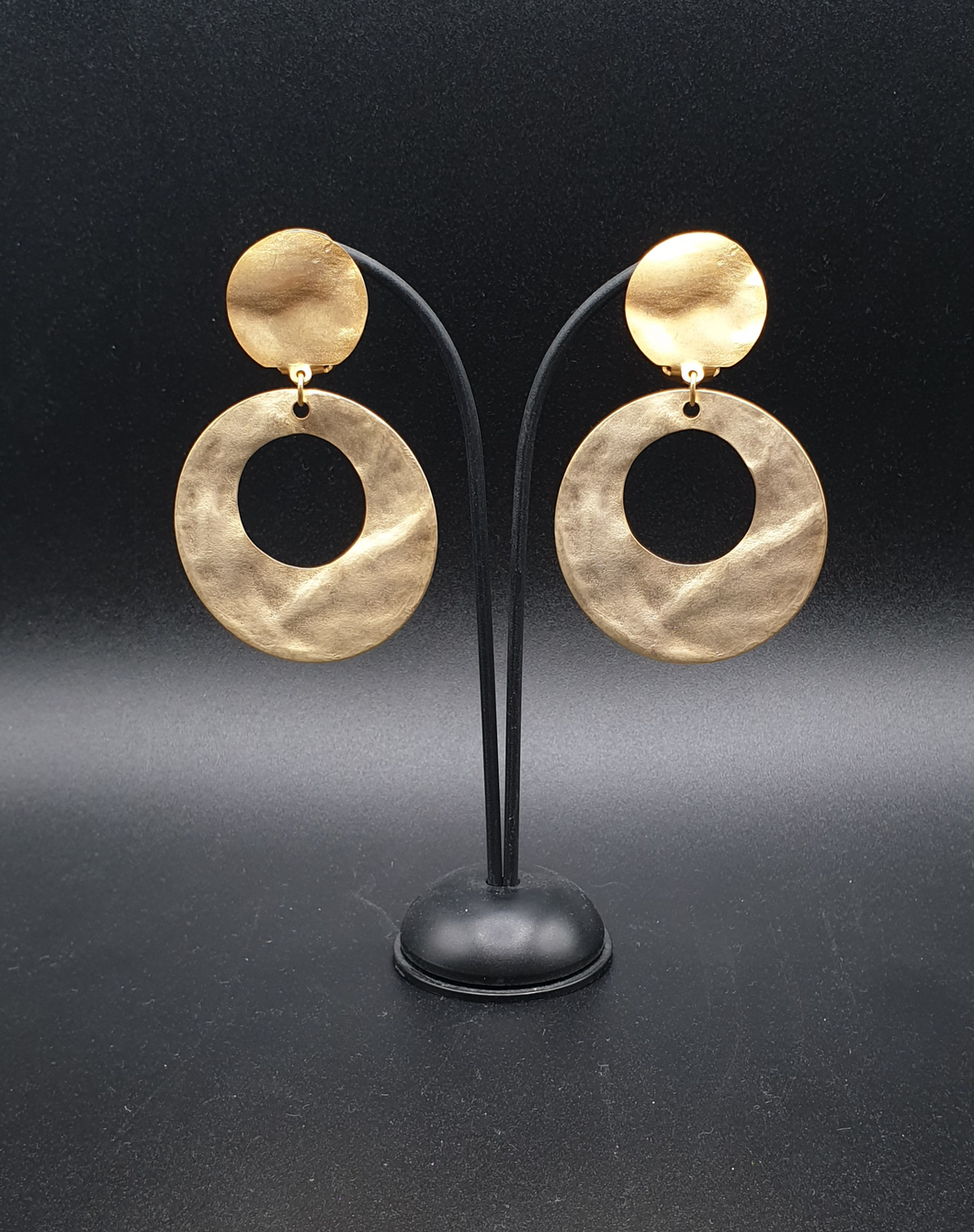 NEW golden metal clip-on earrings with decorative elements
