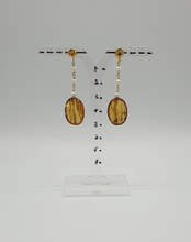 Load image into Gallery viewer, NEW gold plated stud earrings with mini pearls and amber beads
