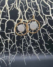 Load image into Gallery viewer, gold plated silver stud earrings with gold plated beads and agata seashells
