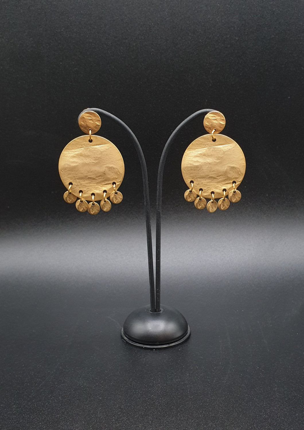NEW golden metal stud earrings with little circles
