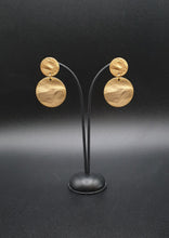 Load image into Gallery viewer, NEW golden metal stud earrings with two decorative circles
