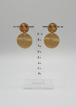 Load image into Gallery viewer, NEW golden metal stud earrings with two decorative circles
