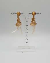 Load image into Gallery viewer, white coral branches and gold plated beads on clip-on earrings
