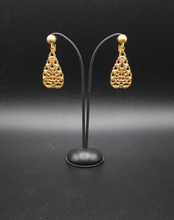 Load image into Gallery viewer, golden metal clip-on earrings with decorative elements
