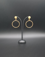 Load image into Gallery viewer, golden metal clip-on earrings with gold plated beads, small
