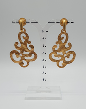 Load image into Gallery viewer, golden metal clip-on earrings with decorative elements
