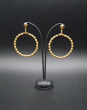 Load image into Gallery viewer, golden metal stud earrings with oval beads
