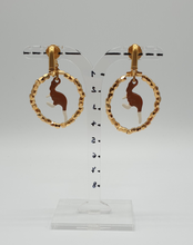 Load image into Gallery viewer, golden metal clip-on earrings with gold plated beads and painted tin kangaroo
