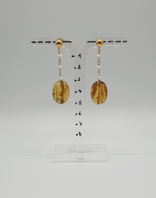 Load image into Gallery viewer, NEW gold plated stud earrings with mini pearls and amber beads
